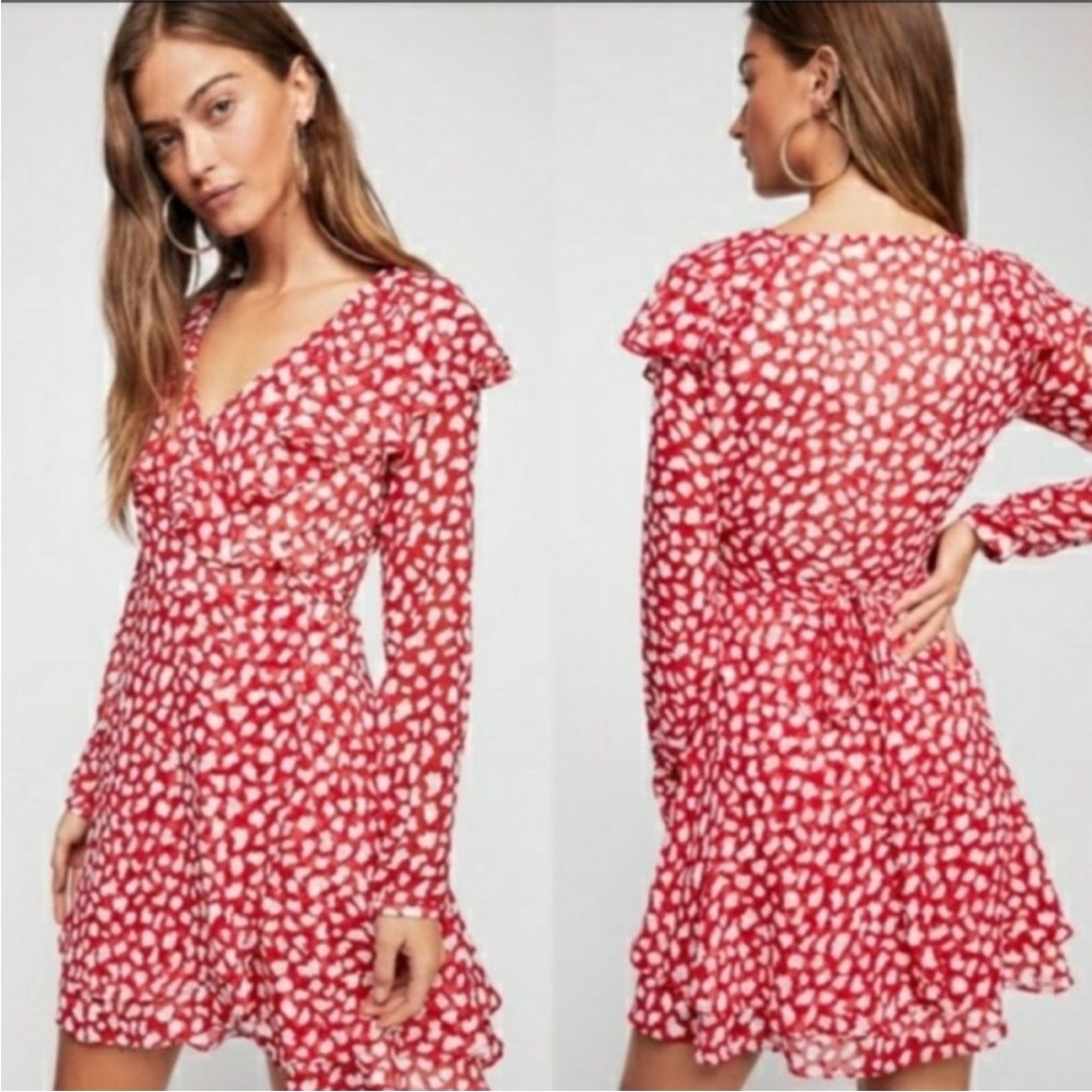 Free People Red and White Mini Dress